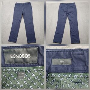 Bonobos‎ Mens Chino Pants 32x32 Navy Blue Slim Fit Stretch Casual
